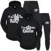 Survêtements pour hommes Lover Survêtement Sweats à capuche Impression Queen King Couple Sweat-shirt Plus Taille Vêtements à capuche Sweats à capuche Femmes Deux pièces Ensemble 231109