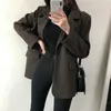 Damenanzüge Herbst/Winter Britischer Stil Verdickter Kurzer Kaschmir-Wollblazer Retro Lässige Einfarbige Lose Mäntel