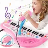 Klavyeler Piyano 37 Anahtar Elektronik Klavye Piyano Mikrofonlu Müzik Enstrüman Oyuncakları ile Çocuklar İçin Eğitim Oyuncak Hediyesi Çocuklar İçin Kız Boy