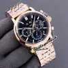 Nuovo calendario perpetuo super complesso 5204 1R-001 Orologio automatico da uomo fasi lunari quadrante nero bracciale in acciaio oro rosa Orologi Hello310r