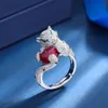 Band Rings in Charms Trend Personlighet Animal Leopard Ring Woman Ruby Gem Wedding Anniversary Bride Luxury Jewelry Holiday Gift 231108