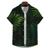 Chemises décontractées pour hommes Simple Hawaiian pour hommes 3D Grass Print Vêtements de haute qualité Lâche Chemise surdimensionnée Rétro Blouse à manches courtes