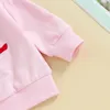 衣料品セット生まれの女の赤ちゃん冬の服ママガールハートプリント長袖スウェットシャツパンツバレンタインデー衣装231109