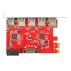 Freeshipping karta 5 portów PCI-E USB 30 PIN 20 PIN 15PIN SATA Adapter Red CMAOG