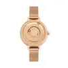 Montres-bracelets de luxe femmes montre créative perles magnétiques montres-bracelets en métal femme en acier inoxydable bracelet en cuir horloge mode dame bracelet