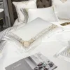 Set di biancheria da letto Stile europeo Ricamo di lusso Nobile Matrimonio 600TC Set di raso di cotone Copripiumino Lenzuolo Federa Queen King