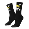 Men's Socks One Piece Manga Animated Women's Funny Happy Skull Flag Novelty Spring Summer Autumn Winter Gifts