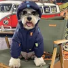 Dog Apparel Embroidery Bear Winter Thickened Pet Down Jacket Warm Cold Hooded Four-Legged Coat Jumpsuit Schnauzer Bichon Clothes