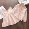 Zestawy odzieży Niedźwiedź Kids Kids Christmas Sweet Knitwear Suits Dziewczyny Swetery Płaszcze Suspender Dress Fites Księżniczki Zestawy Ubrania 231108