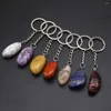 Keychains Natural Raw Ore Keychain Gem Reiki Healing Quartz Agate Citrine Irregular Stone Pendants Charms DIY Jewelry Making Accessorie