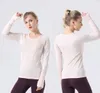 Ulu citron nouveau T-shirt extensible à manches longues Fitness course à pied haut à séchage rapide sport respirant col rond haut de Yoga