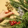Декоративные цветы, искусственный золотой порошок, ягодные ветки, цветок вишни, тычинка, искусственная сосновая шишка, украшение для рождественской елки для дома, Рождественский год