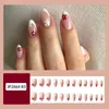 False Nails 24Pcs Lovely Flowers White French Nude Pink Fake Ultra Thin Detachable Glossy Press On With Glue Set