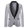 Mens Suits Blazers Shiny Gold Sequin Glitter Empelled Blazer Jacket Men Nightclub Prom Suit Costume Homme Stage Clothes for Singers 231109