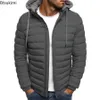 Mens Down Parkas Autumn Winter Solid Hooded Cotton Coat Jacket Casual Warm Cloth Coat Coate Streetwear Puffer Man 231109