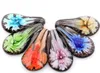 Hänge halsband qianbei grossist 6st handgjorda murano lampwork glas mix färg blommor droppe för halsbandsmycken