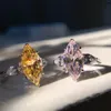 Cluster-Ringe, 14 Karat Schmuck, 3 Karat Gelb-Rosa-Diamant im Marquise-Schliff, Verlobungsring, massives 585-Weißgold, Tagesgeschenk 193