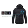 Herren-Daunenparkas, 9-fach beheizte Winterjacke, warme Jacken, USB-Heizung, gepolstert, intelligenter Thermostat, reine Farbe, Kapuzenkleidung, wasserdicht, 231109