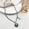 Girocollo in stile coreano giapponese semplice vento freddo verde resina collana con pendente a cuore per le donne trendy cool punk harajuku gioielli creativi kpop