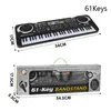 Claviers de piano Piano enfants clavier de piano électronique portable 61 touches orgue avec microphone jouets éducatifs instrument de musique cadeau pour C