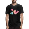 Hommes t-shirts Carton oiseaux amoureux imprimés à manches courtes t-shirts été décontracté haut en coton t-shirt Streetwear