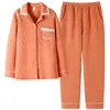 Vêtements de nuit pour femmes Pyjamas sandwich pour femmes au printemps automne épaissi à manches longues tout coton mince style clip hiver vêtements à la maison