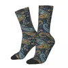 Herrensocken, lustige verrückte Socken für Männer, Paisley-Muster auf Marineblau, Hip-Hop-Vintage-Stil, fröhliches bedrucktes Jungen-Crew-Casual-Geschenk