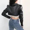 Frauen Leder Herbst Straße Motorrad Pu Crop Jacke Frauen Zipper Schwarz Faux Mäntel Herbst Streetwear Langarm Weibliche Outwear