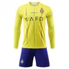 Manga comprida 23 24 al nassr fc camisas de futebol 2023 2024 ronaldo kit uniforme home amarelo cr7 camisa de futebol t alnassr away martinez ghareb arábia saudita torcedores jogador