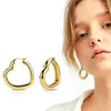 Hoop Earrings 5mm Chunky Gold Heart For Women Hypoallergenic 925 Sterling Silver Post 14K Plated Thick Earring Hoops