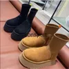 Designer 24 Classic Dipper bottes de neige courtes chaussettes élastiques à semelle épaisse en cuir de vache givré et bottes de neige pour femmes nouvelles chaussures en peluche et en coton chaud avec fermeture éclair latérale à tube court