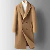 Misto lana da uomo Moda uomo Trench lungo in lana Autunno Inverno Doppio petto Cammello Giacche Cappotto Business casual Chic Giacca a vento 231109