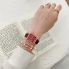 Armbanduhren Mode Rechteck Damenuhren Minimalistisch Damen Quarz Qualitäten Stil Lässig Weiblich Edelstahl Magnet Uhr