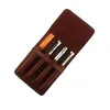 Leather Fountain Pen Case 4 Divided Slots Pouch Handmade Display Holder Black/ Brown