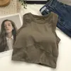 Hemdjes Tanks U-vormig Mouwloos Zomer Crop Top Beha Wit Voor Dames Zwart Casual Basic T-shirt Off-shoulder Sexy Ruglooze Pad Vest