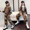 Ensembles de vêtements Vêtements pour enfants classiques pour filles coton camouflage imprimé costumes hiver polaire chaud épais survêtement 4-14 ans grands enfants garçons