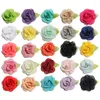 Hair Accessories 10PCS 5.5cm Born Fashion Rolled Fabric Flowers With Leaves For Clips Cute Chiffon