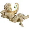 Garden Decorations Outdoor Sculptures With Solar Firefly Sitting & Lying Yard Resin Posture Figurine For Friends Family Lover Gift