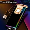 Lighters Windproof electric flameless metal cigar lighter with touch sensing dual arc pulse USB charging for men's high-end gifts