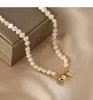 Choker Luxury Necklace For Women Fashion Geometric Baroque Pure Natural Freshwater Pearl Beads Good Lucky Love Heart Bracelet Jewelry