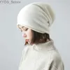 Beanie/Skull Caps Women 30% Cashmere Beanies Simple Solid Caps Rolled Hem Hat Blandar mjuk tunn stickad hatt ull Vintfjäder varm sömnhårhår yq231108