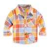 Kids Shirts Spring Long Sleeve Boy's Shirts Casual Turn-down Collar Camisa Masculina Blouses for Children Kids Clothes Baby Boy Plaid Shirt 230408