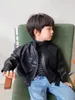 Jackets Boys' Spring And Autumn Coat Korean Edition Children's Leather With Cotton Jacket Handsome Top Fashion