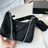 Mulheres Nylon Designer Bag Pure Color Casual Bolsas Moda 3 Pcs Hobo Crossbody Bag Interior Grande Capacidade Bolsas de Ombro Frete Grátis