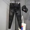 Herenjeans ontwerper Lente en herfst Nieuw modemerk voor heren Zware industrie Hot Diamond Printing Elastic Fit Veelzijdige zwarte broek HRM5