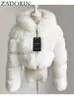 Women's Fur Faux Fur ZADORIN High Quality Furry Cropped Faux Fur Coats and Jackets Women Fluffy Top Coat with Hooded Winter Fur Jacket manteau femmeL231109