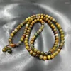 Fil de Jade 8mm, 108 perles d'agate à motif de Dragon, chaîne de pull, Bracelet à écailles brunes