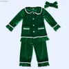 Pajamas 2023 Christmas Pajamas for Family Green Velvet Girls Outfits 8 to 12 Years Matching Baby Kids Women Sleepwear Chidlrens' PyjamasL231109