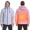 Mäns ner parkas USB Electric uppvärmd huva mens varm jacka Winter Parka laddningsbar uppvärmningsbeläggning Termisk jacka Skidåkning Överdimensionerad 6xl 231108