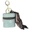 Étui pour écouteurs portable porte-clés anneaux, design de mode porte-écouteurs fleur marron, sac de rangement pour casque sans fil en métal doré porte-clés bijoux accessoires